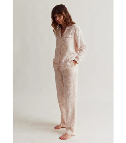 Sleepy Doe womens traditional pyjama set | blush floral muslin