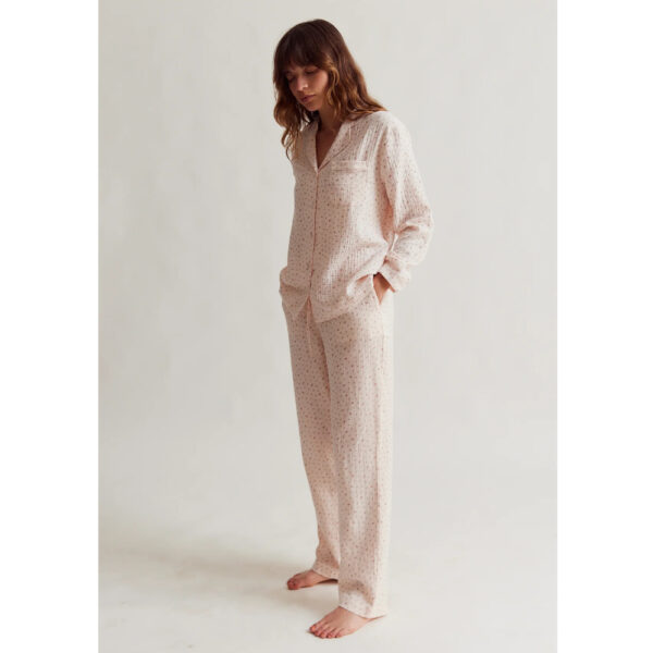 Sleepy Doe womens traditional pyjama set | blush floral muslin