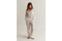 Sleepy Doe womens traditional pyjama set | white floral muslin